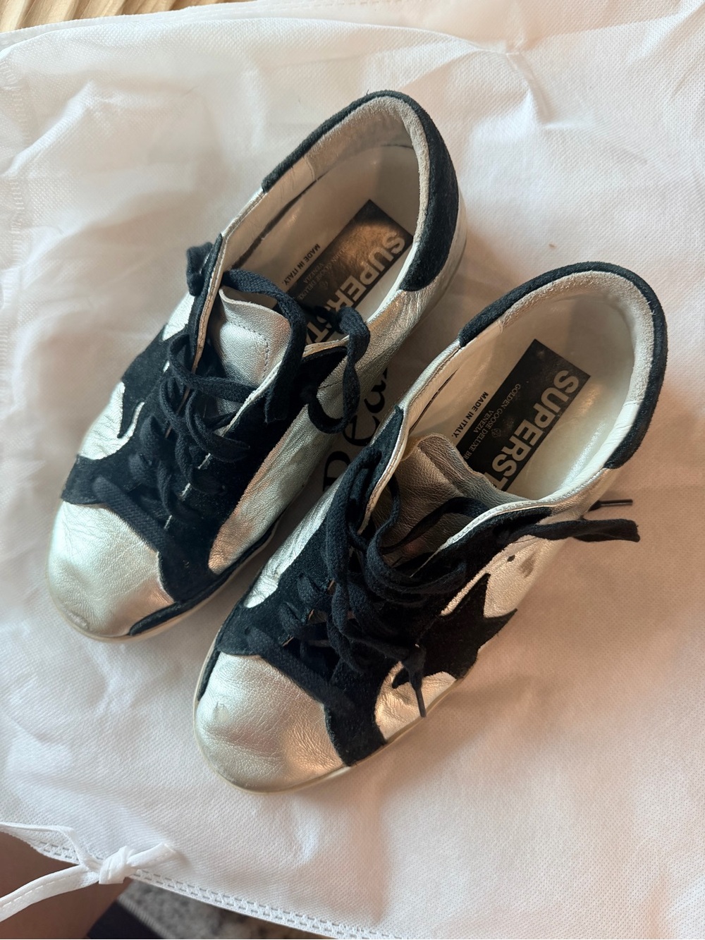 Golden Goose Silver and Black Low-Top Sneakers - Picture 10 of 13